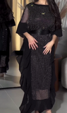 Silver Polka Dot Sparkling Black Dress