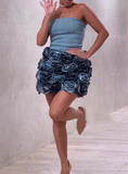 Rose Denim Short Dress