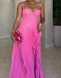 Pink Holder Pleated Dress
