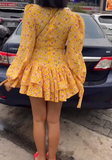 Yellow Floral Short Dress