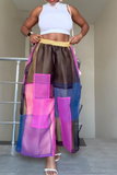 Multi-color Spliced Loose Pants