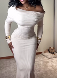 Pure White Slim Elegant Long Dress