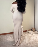 Pure White Slim Elegant Long Dress