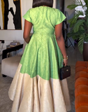 Green And White Patchwork Dress