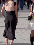 Cobweb Embellished Black Dress