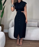 Multicolor Waistless Button Down Dress