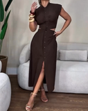 Multicolor Waistless Button Down Dress