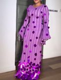 Purple Circle Sequin Maxi Dress