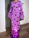 Purple Circle Sequin Maxi Dress