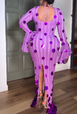 Purple Circle Sequin Maxi Dress