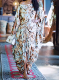Brown Green Printed Loose Dress