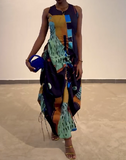 Colorful Drawstring Sleeveless Dress