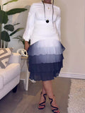 Elegant Pleated Patchwork Midi Dress