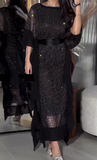 Silver Polka Dot Sparkling Black Dress