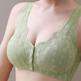Adjustable Bra With Front Buckle Without Steel Ring For Women's Traceless Lace Push-up Thin Breathable Plus Size Vest Underwear