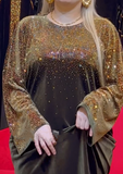 Gold Shiny Patchwork Velvet Dress