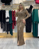 Leopard Print Gold Shiny Dress