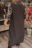 Black Leopard Print Patchwork Dress