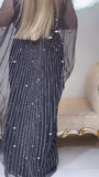 Black Striped Shiny Long Dress