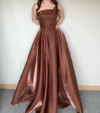 Brown Sheath Long Gown Dress