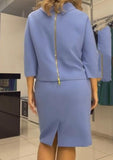 Blue Back Zipper Elegant Suit