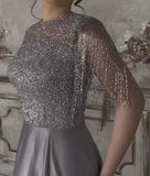 Gray Glitter Elegant Gown Long Dress