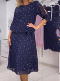 Blue Polka Dot Chiffon Half Skirt Set