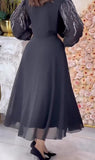 Sparkling White Diamond Chiffon Black Dress