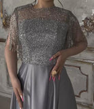 Gray Glitter Elegant Gown Long Dress