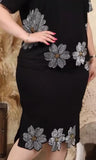 Black Floral Two-Piece Set