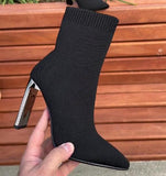 Black Knit Stretch Heels