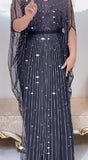 Black Striped Shiny Long Dress