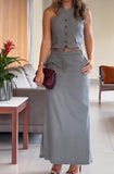 Gray Suit Half Skirt Set