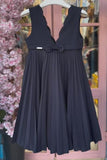 Black Sleeveless Bow Short Dress