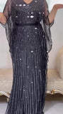 Black Striped Shiny Long Dress