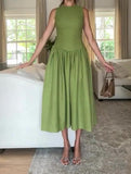 Green Sleeveless Elegant Dress