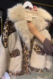 White Leopard Print Fur Coat