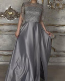 Gray Glitter Elegant Gown Long Dress