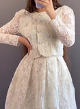 White Pearl Lace Two-piece Dress