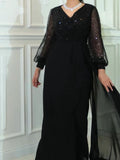 Elegant Black Shiny Long Dress