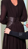 Elegant Long Black Waisted Dress