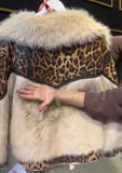 White Leopard Print Fur Coat