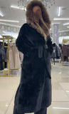 Black Hooded Long Fur Coat