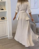 White Shirt Belt Elegant Long Dress