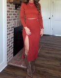 Orange Knit Two-Piece Dress