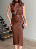 Multicolor Sleeveless Leather Dress