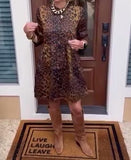 Long Sleeve Leopard Print Midi Dress