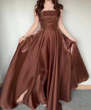 Brown Sheath Long Gown Dress