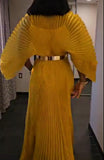 Yellow Pleated Loose Long Dress