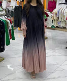 Black And Pink Gradient Pleated Dress